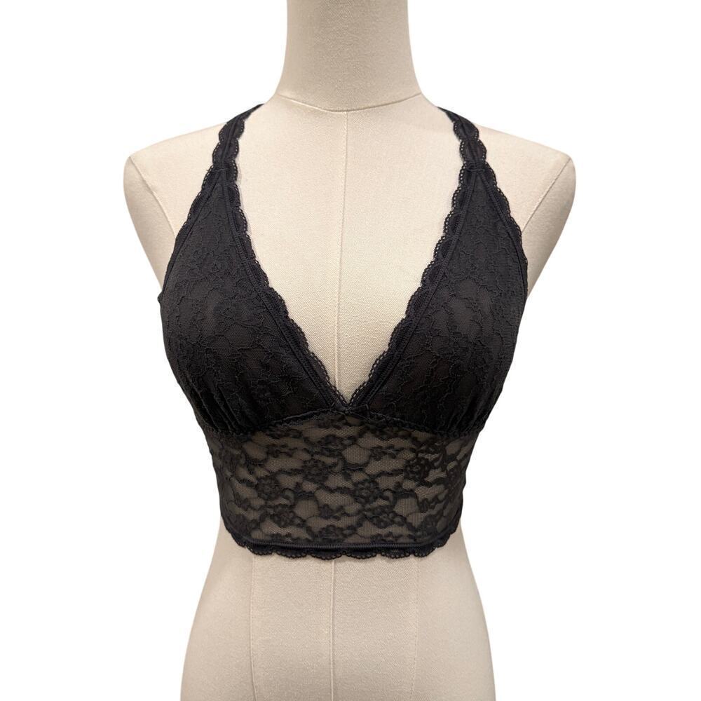 Victoria’s Secret Gray Lace Longline Bralette Racerback Size M Lingerie Sexy
